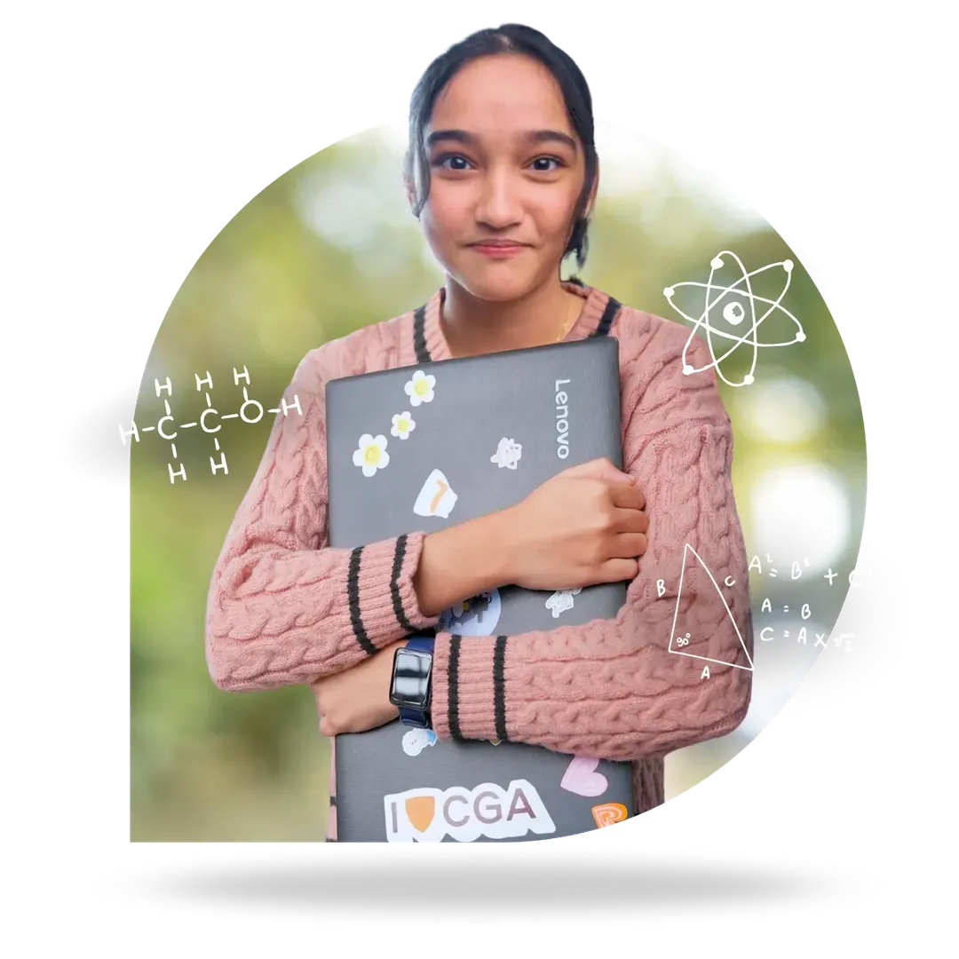 South Korea based CGA student Mahati holding a laptop