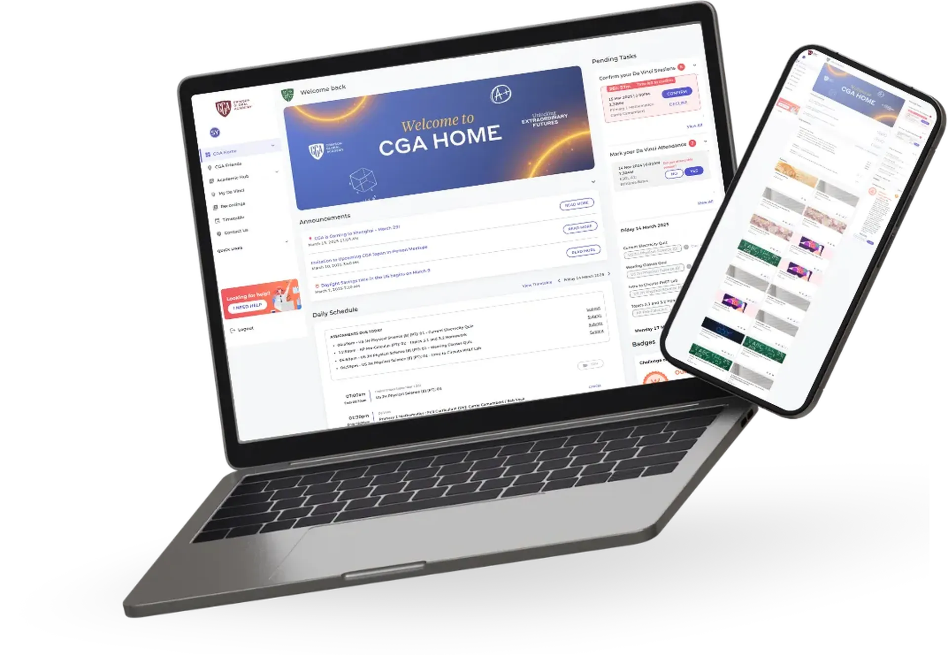 CGA Home on laptop and phone