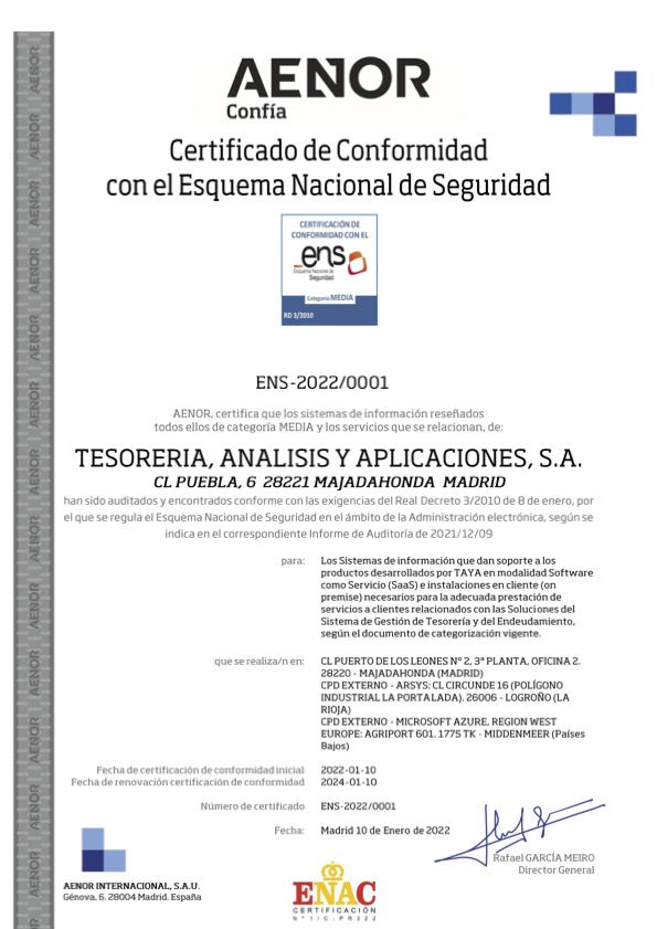 Certificado ENS TAyA