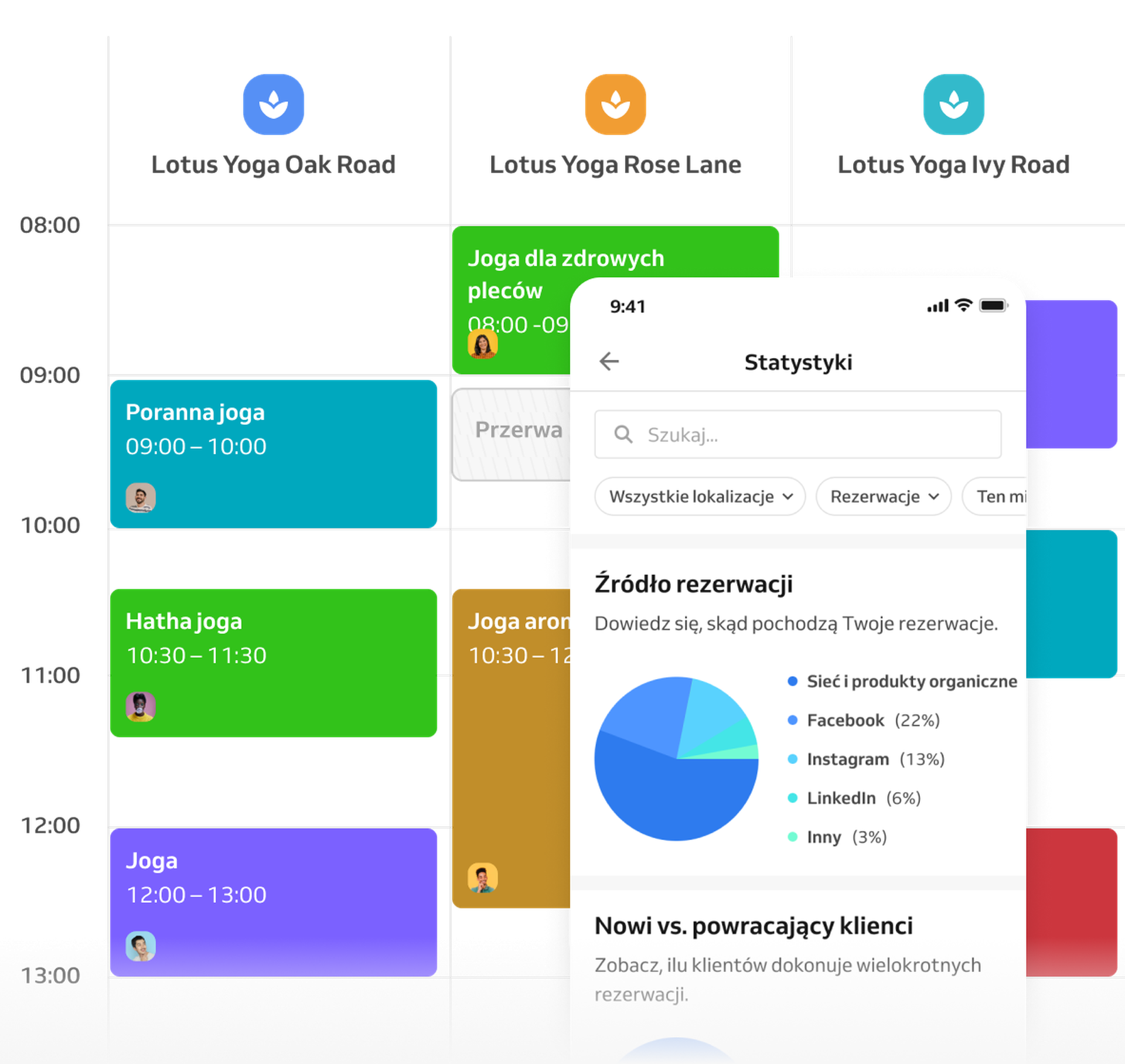 kalendarz z zajęciami jogi
