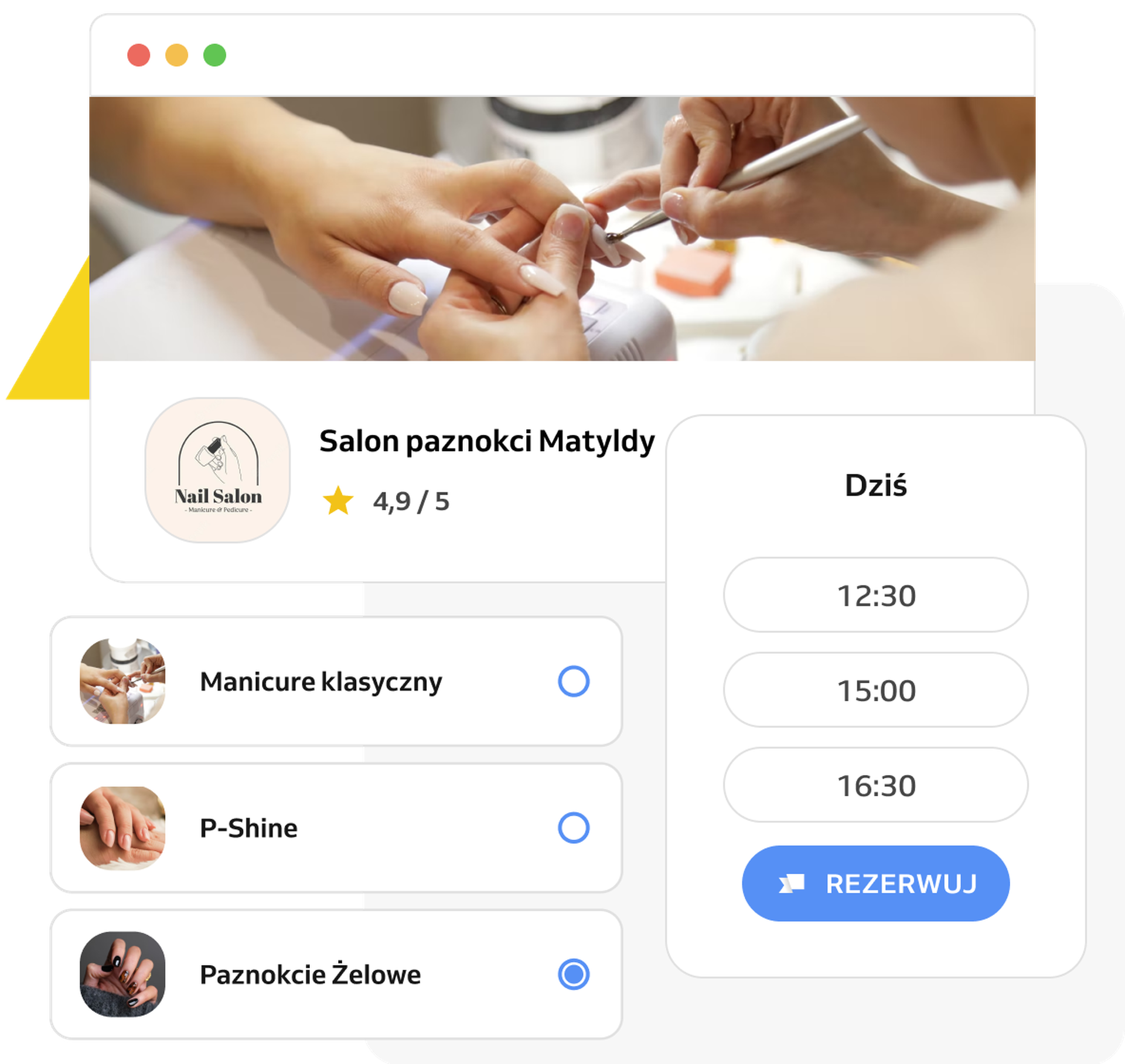 Choosing service and time of booking