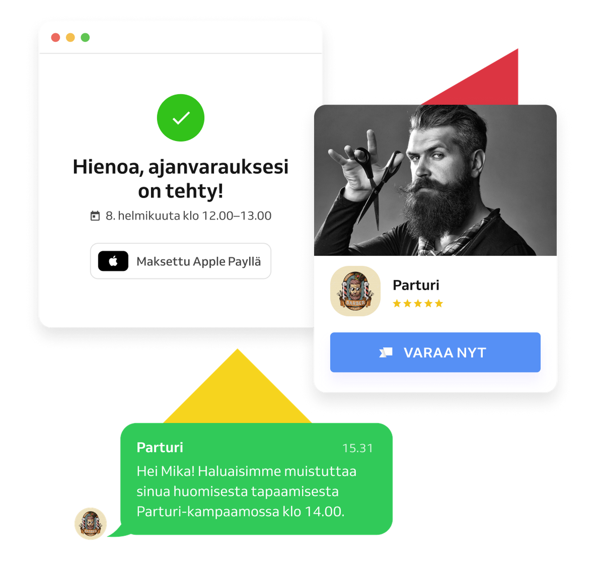 asiakasystävällinen varausprosessi