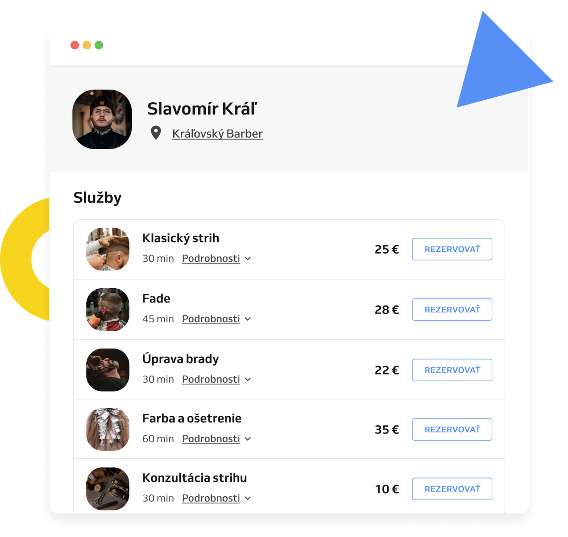 Services on the Booking Wesite