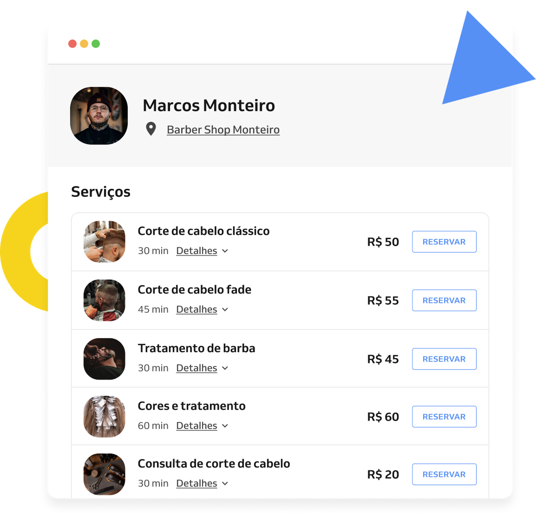 Services on the Booking Wesite