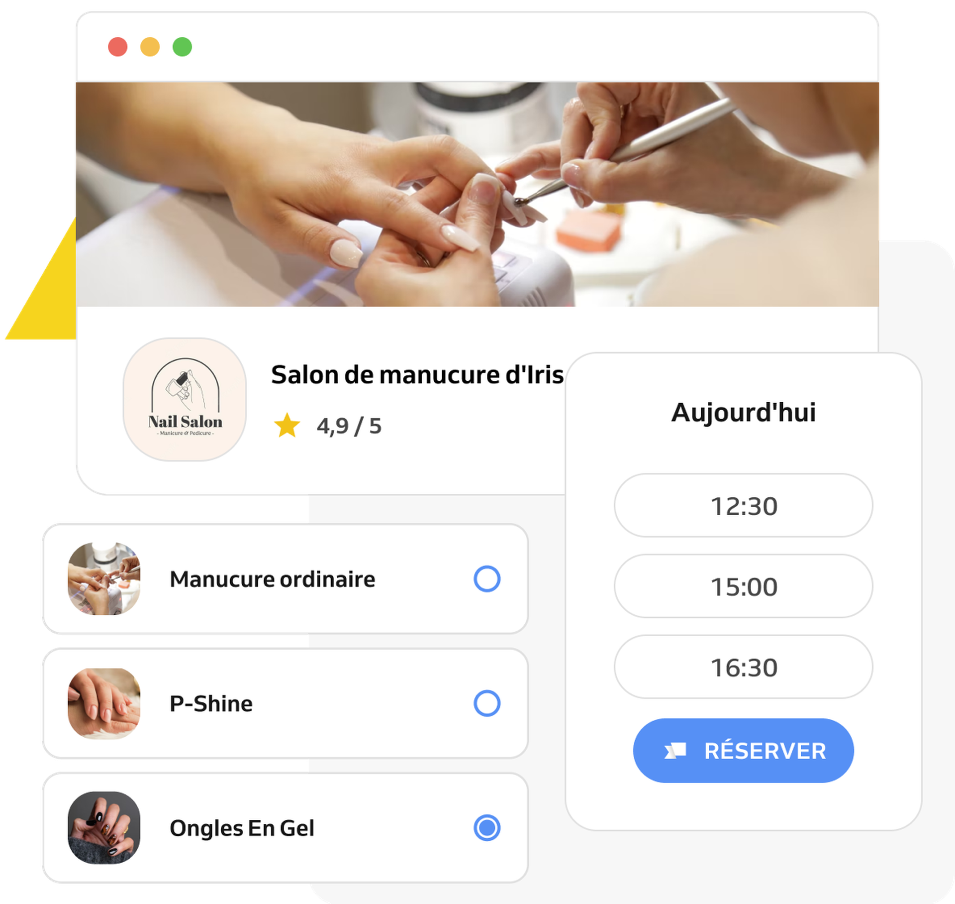 Choix du service et du moment de la réservation