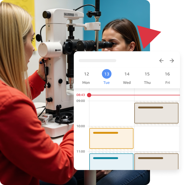 optician calendar with bookings