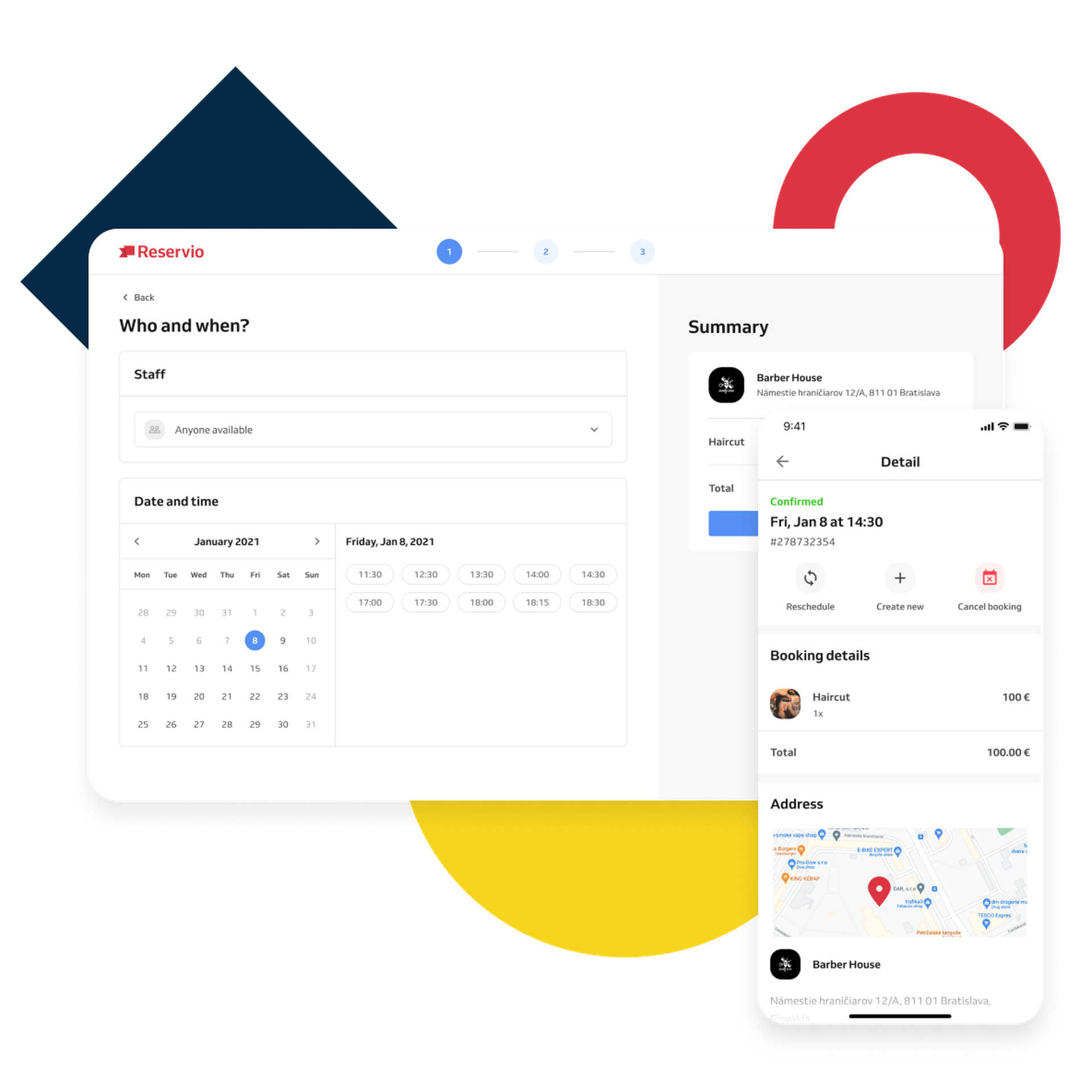 Mockup of online booking