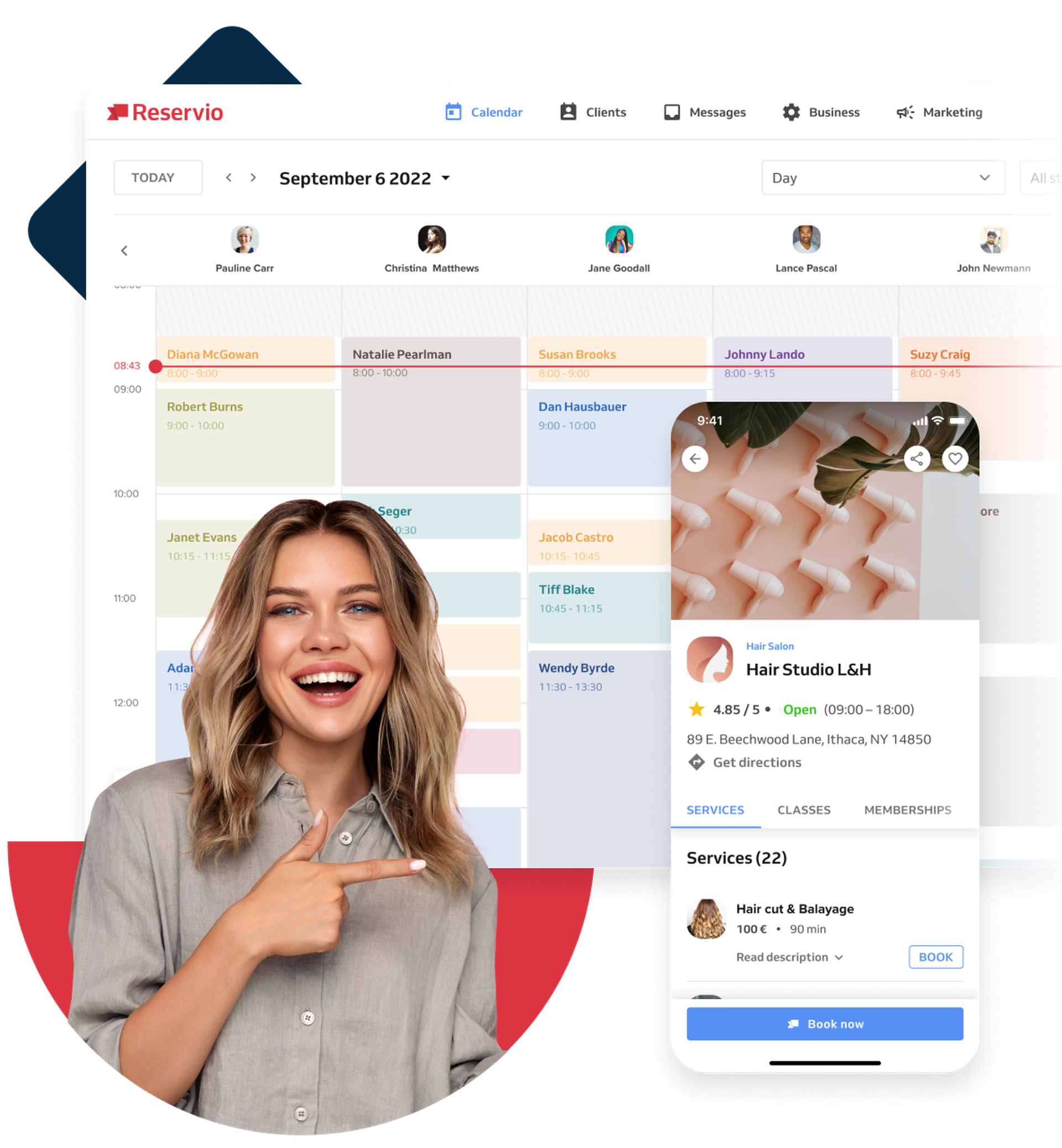 Mockup with calendar and woman