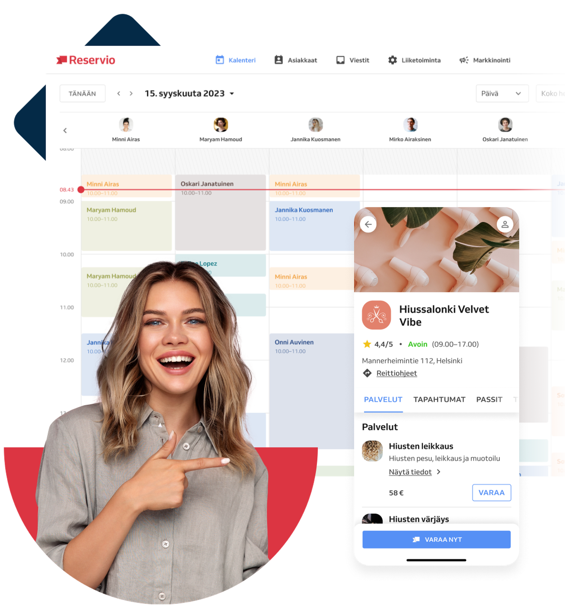 helppo varaussovellus ja moderni kalenteri