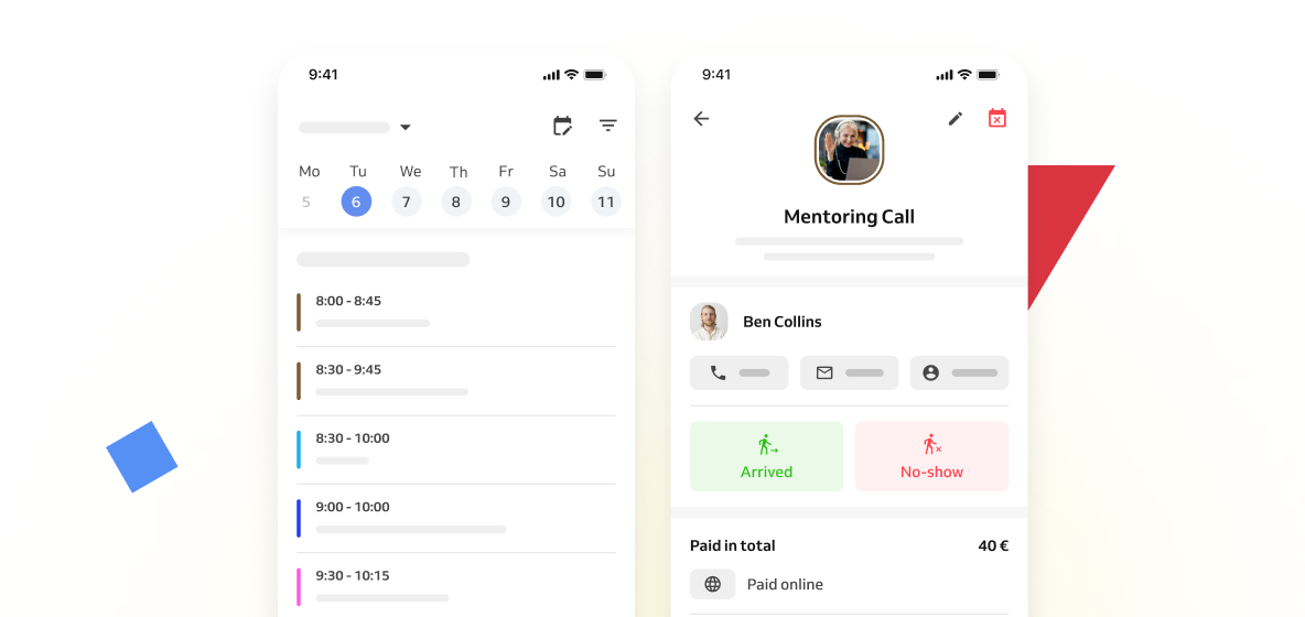 scheduling calendar and booking detail