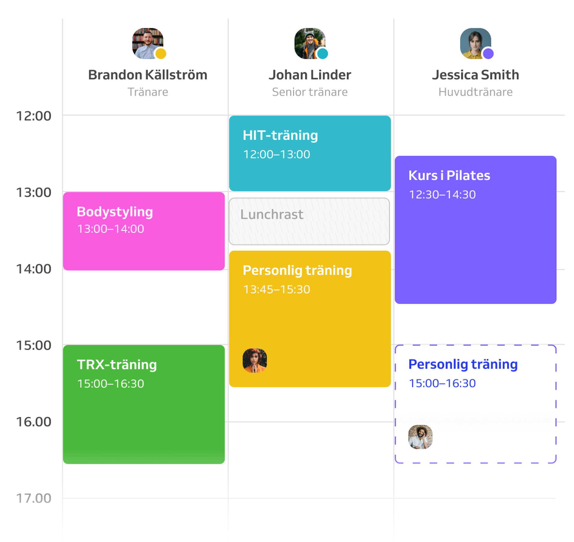 Bokningar i kalendern