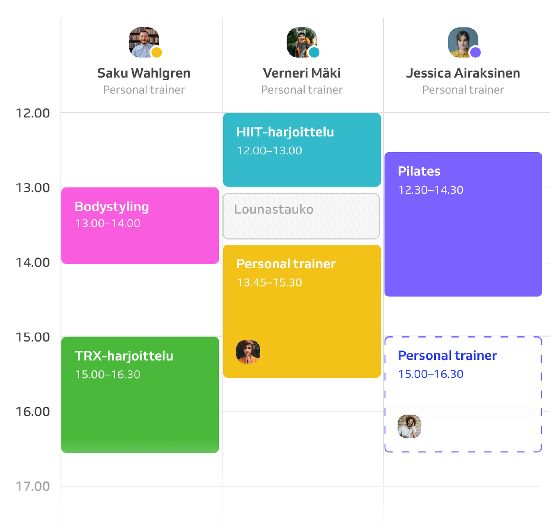 Varaukset kalenterissa