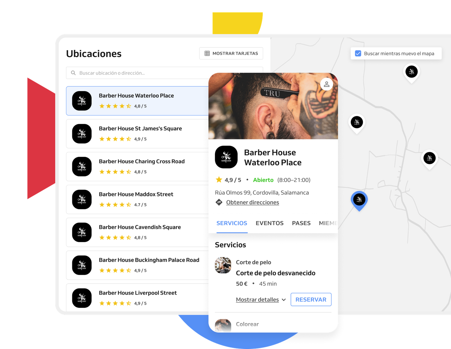 ubicaciones de barberías
