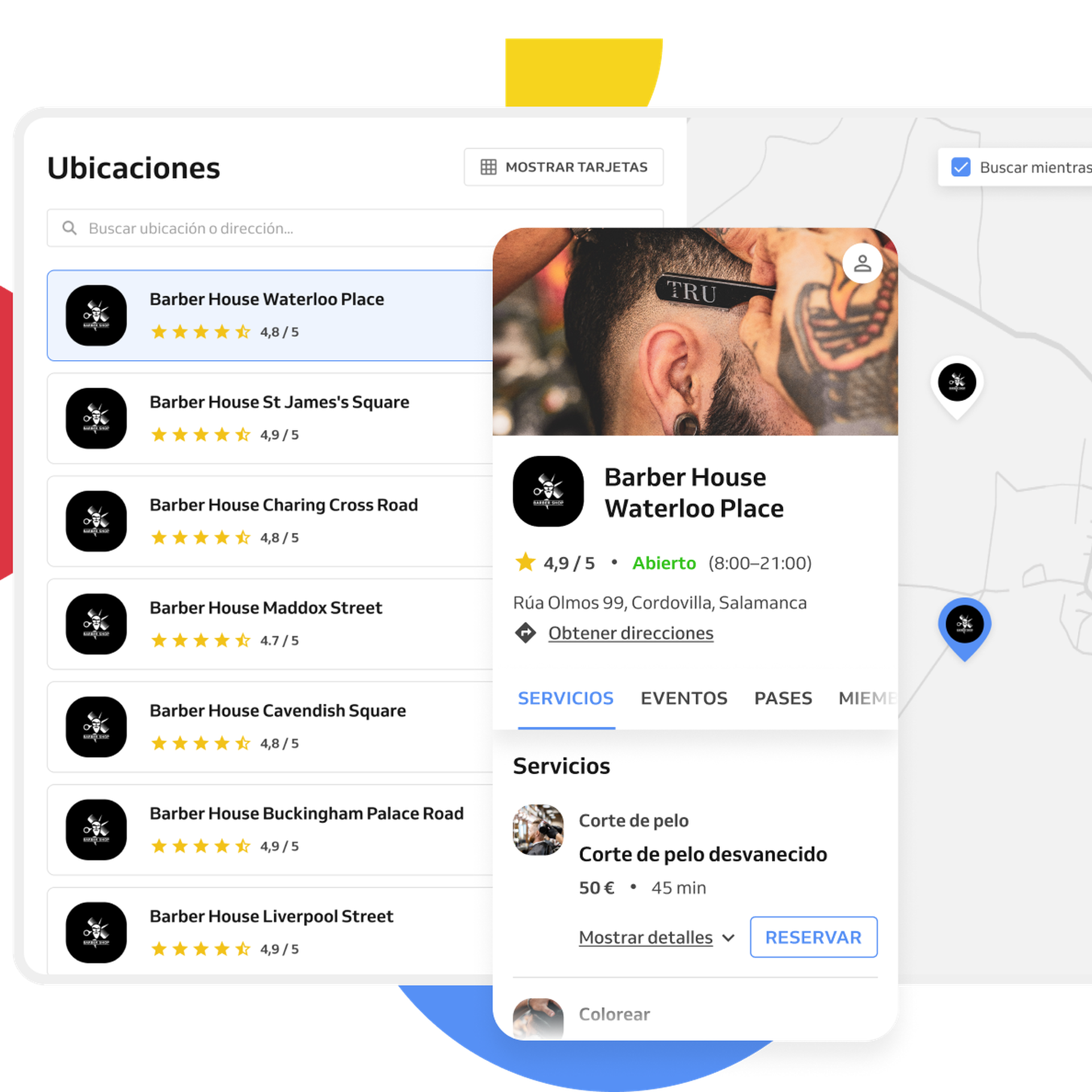 ubicaciones de barberías