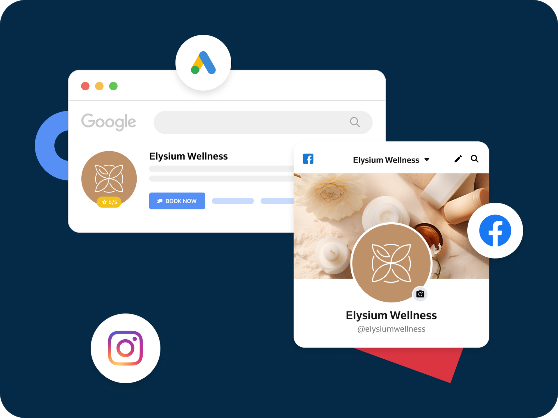 Wellness business brand on social media