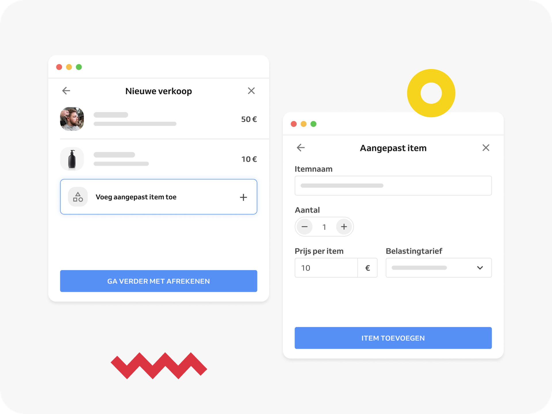 custom item feature in Reservio