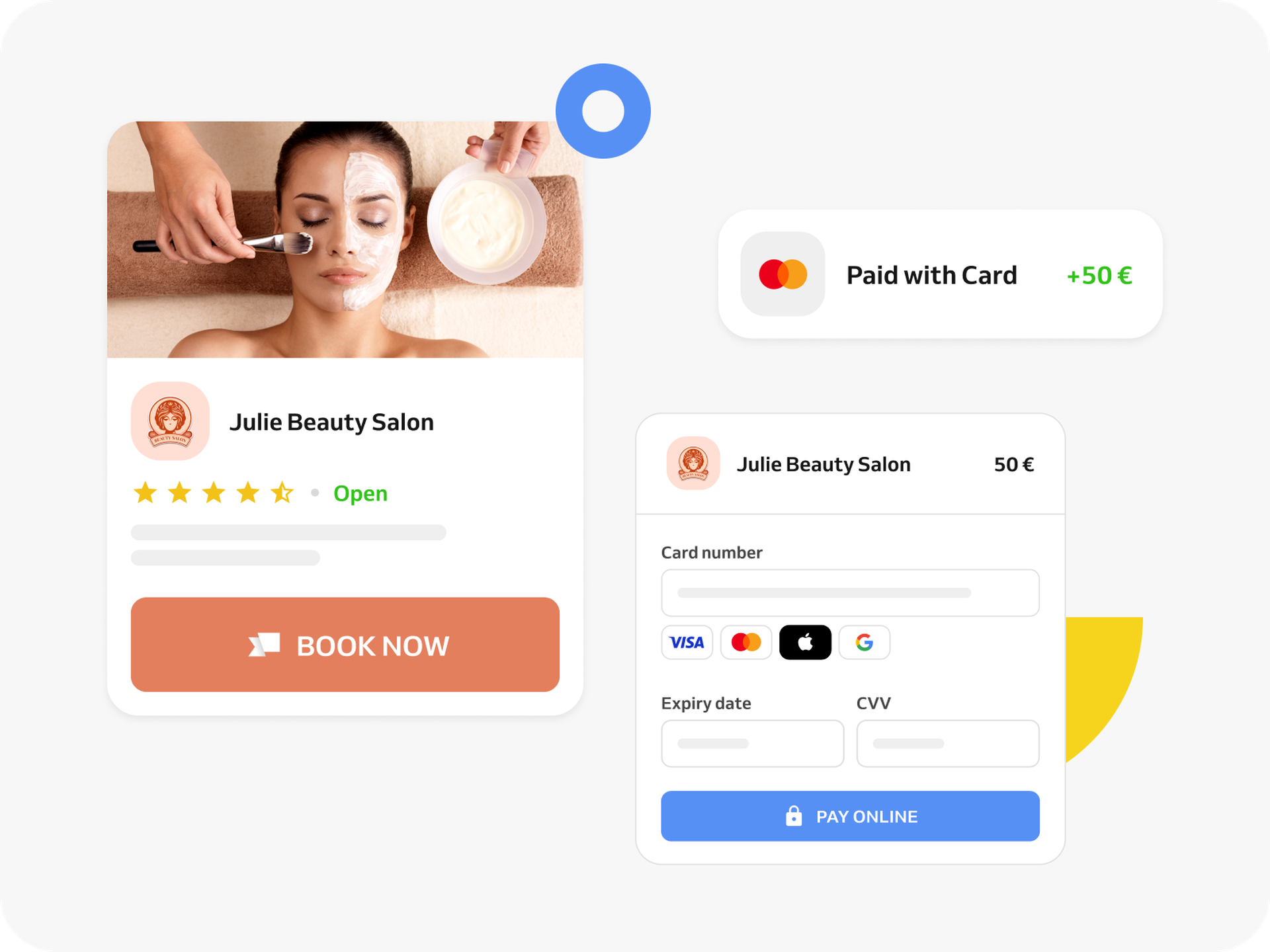 beauty salon booking details