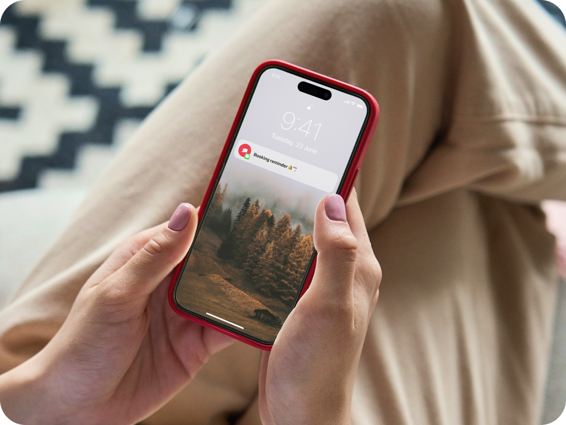 mobile screen with Reservio reminder