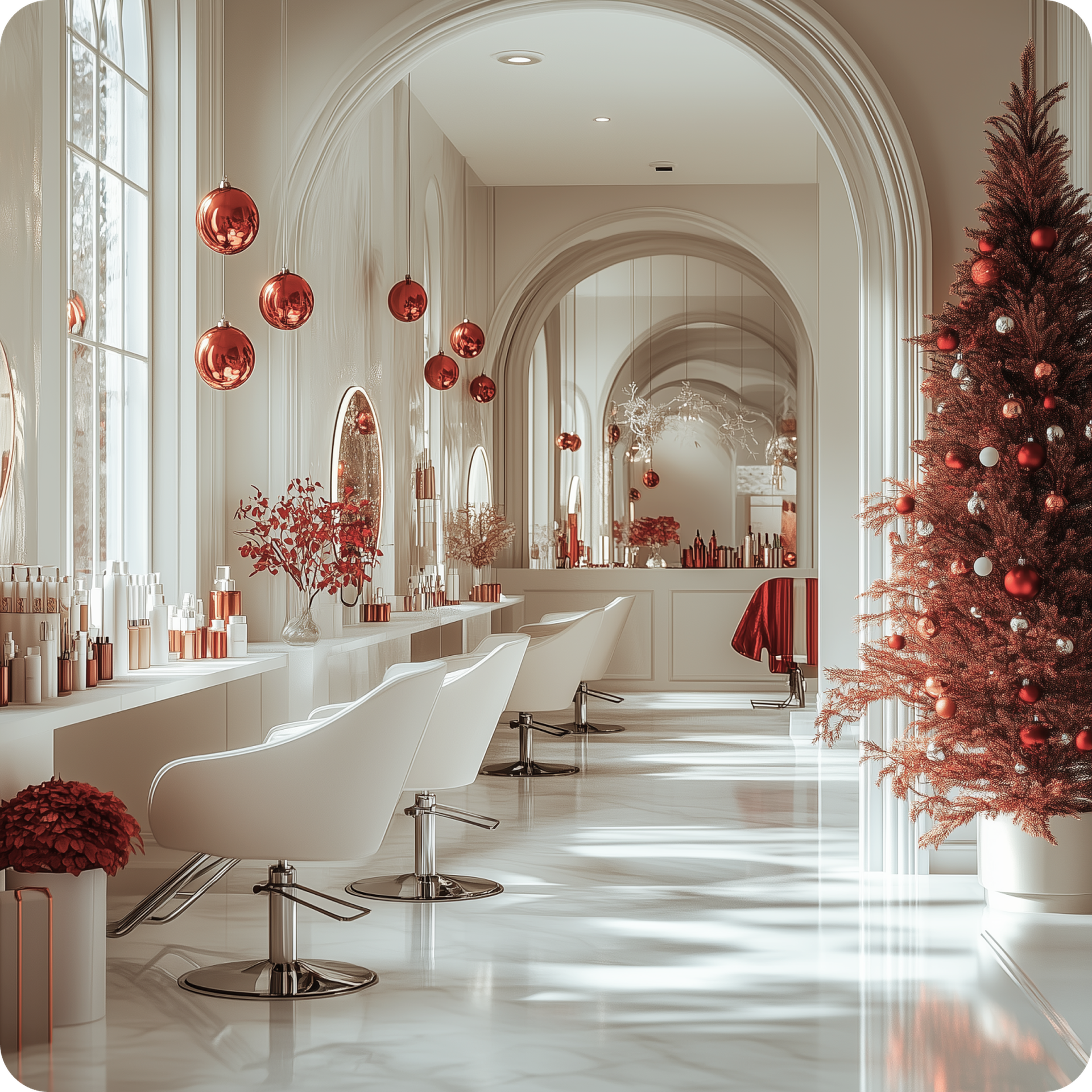 Salon with christmas decorations