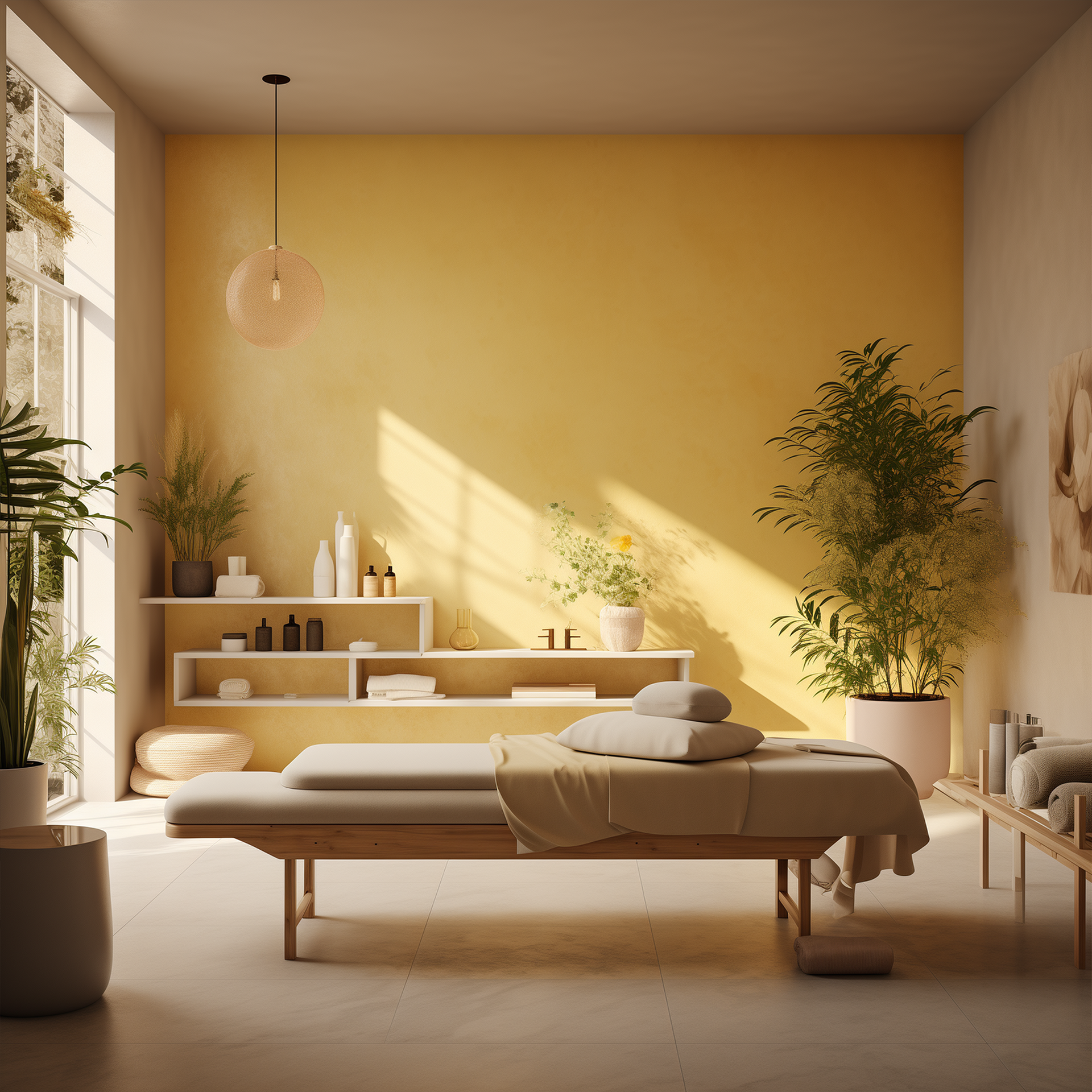 massage table in the massage salon