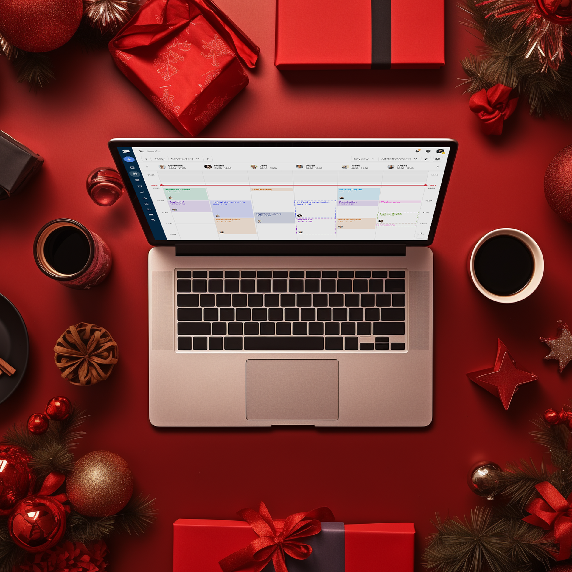 laptop with christmas decorations