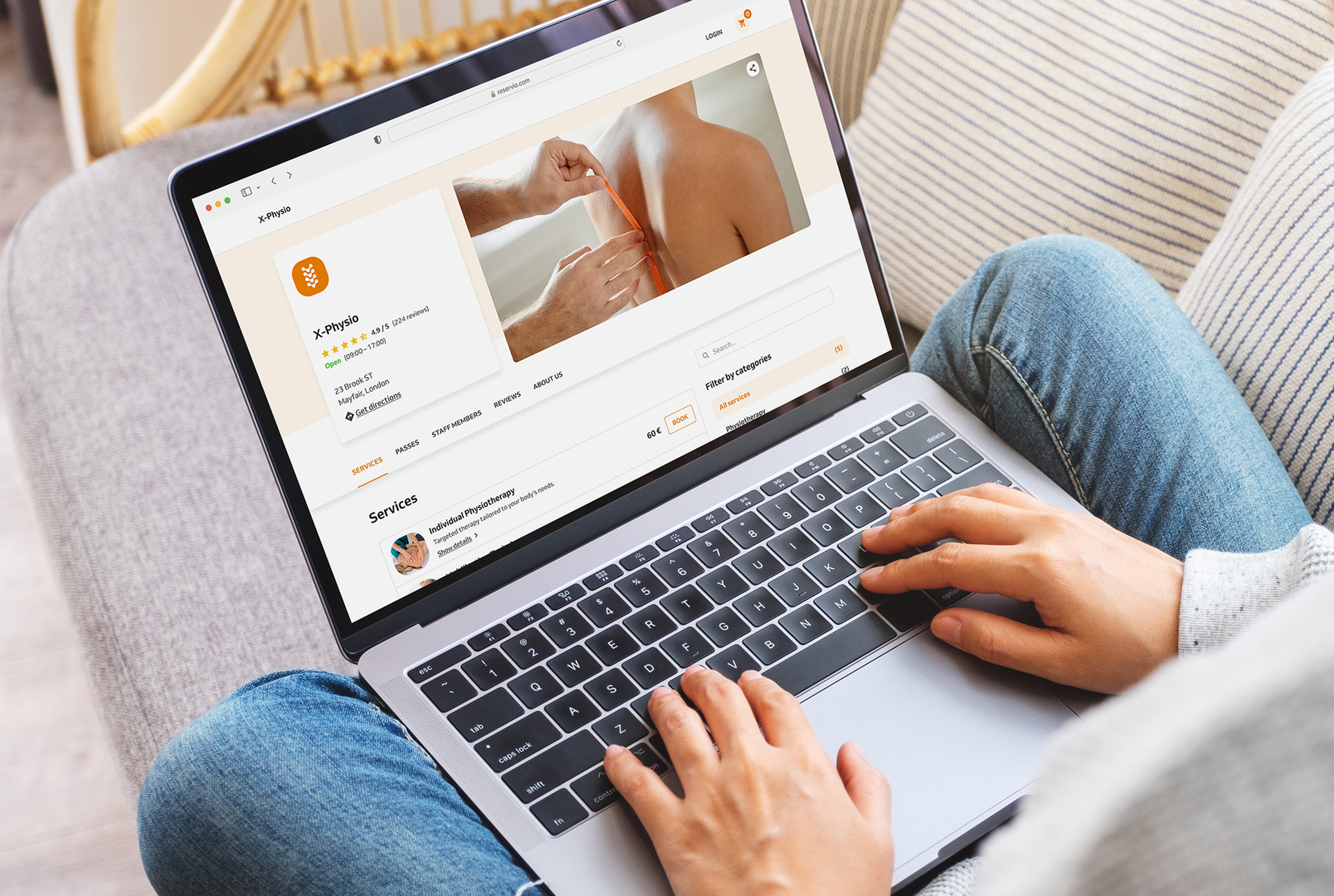 physio therapy booking website