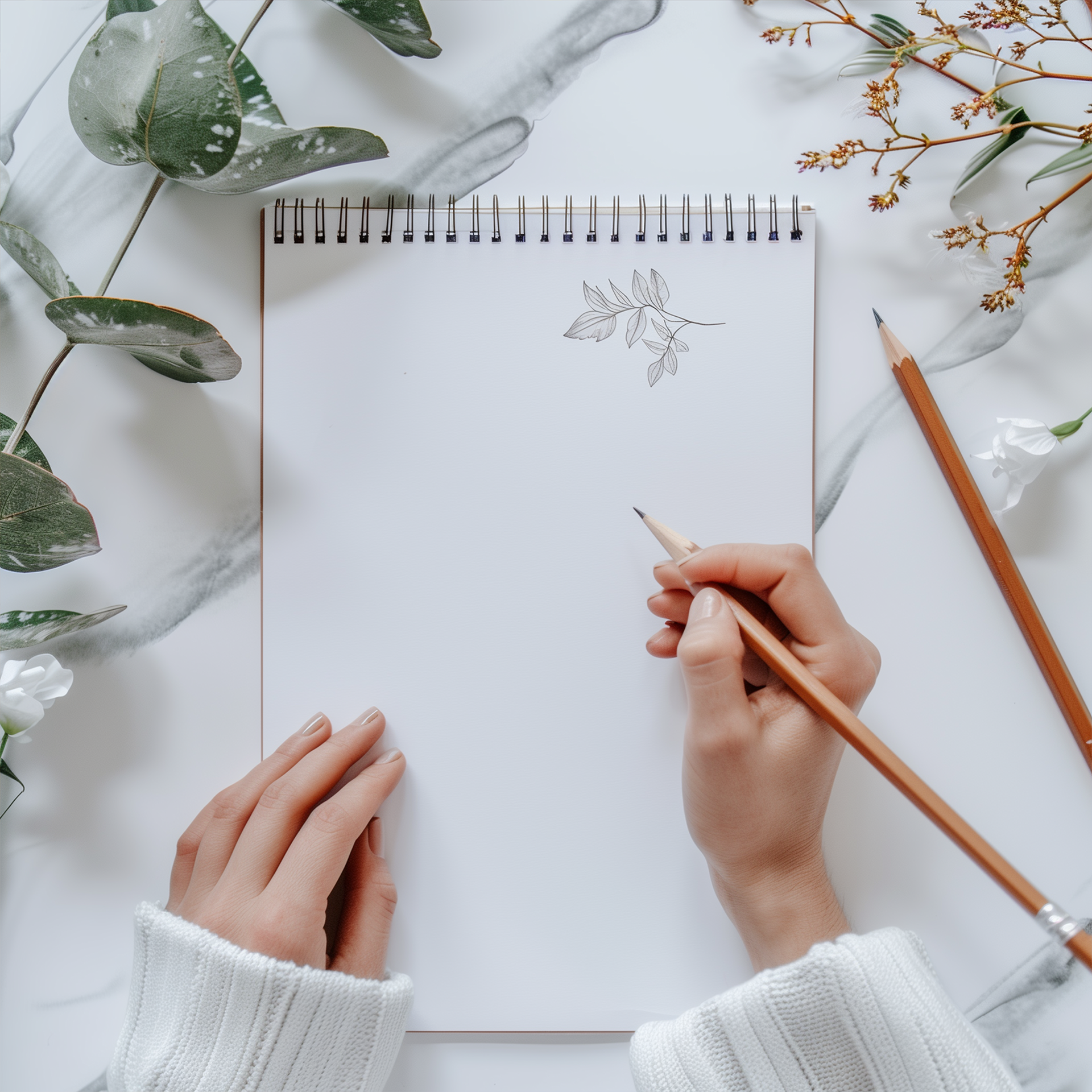 Writing a business plan in a notebook