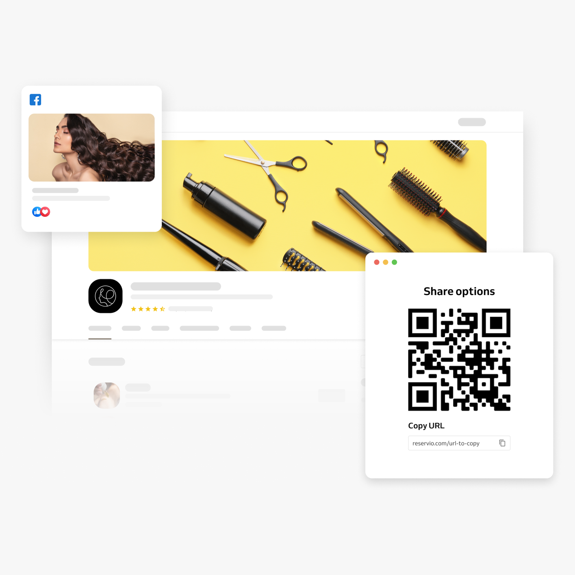 Hair salon graphics and QR code