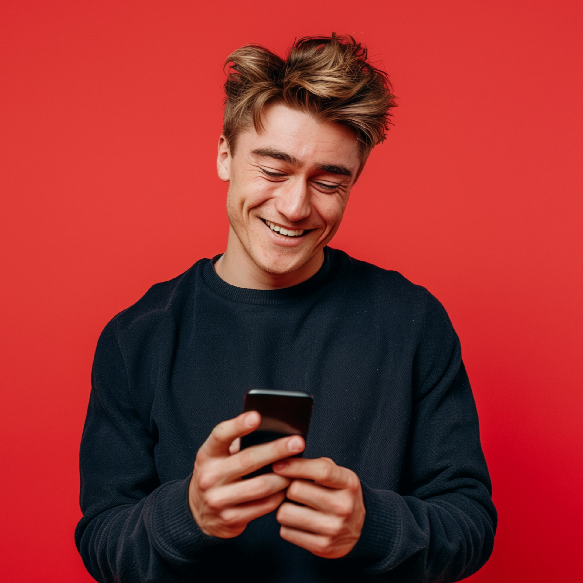 A smiling man with a mobile phone