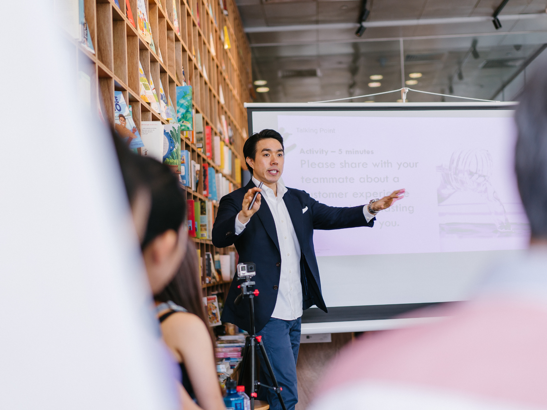 Teacher with students, course