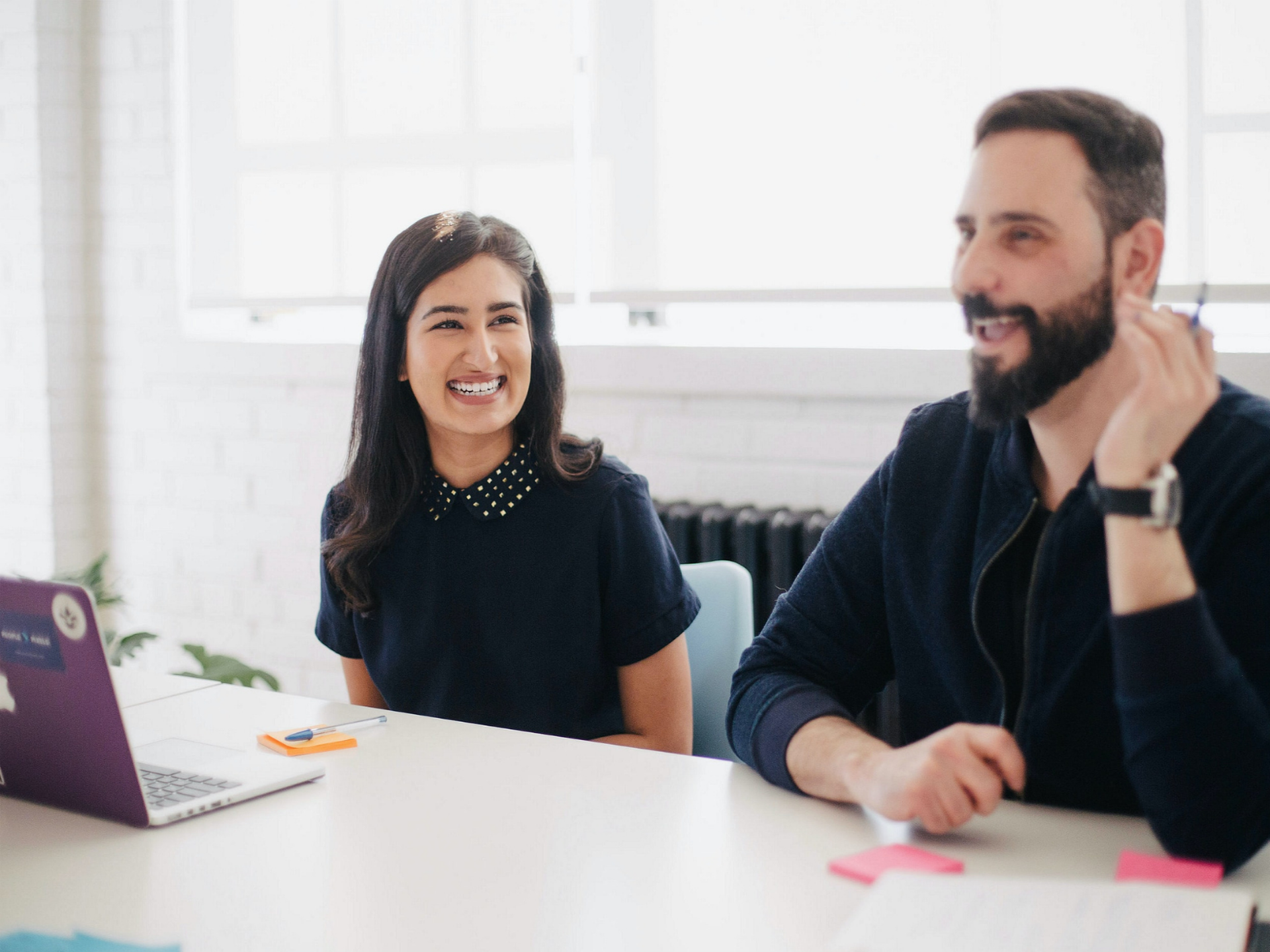 Meeting of man and woman in the office