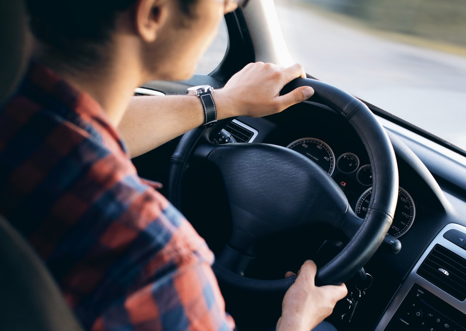 Man driving car