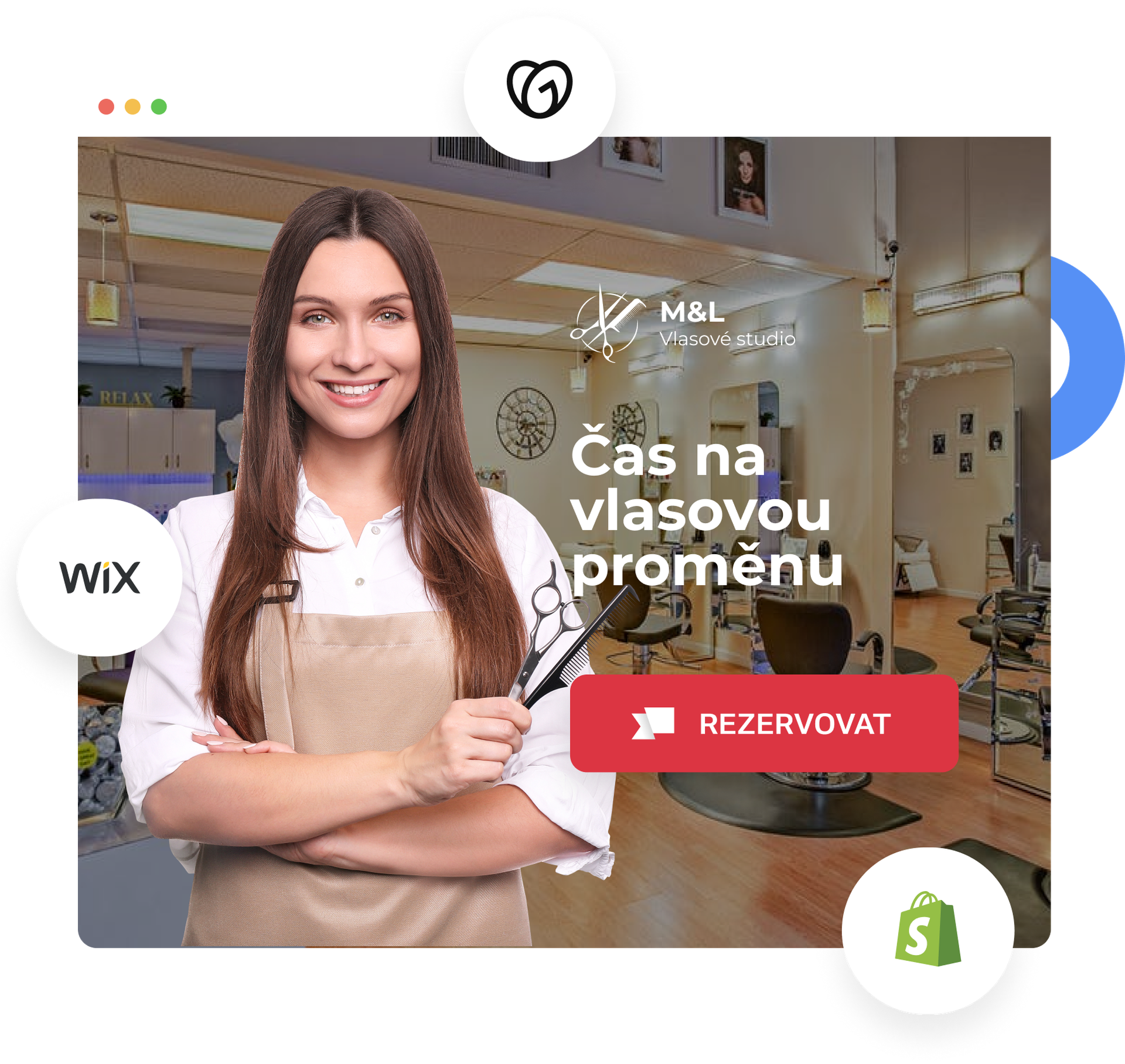 Webová stránka s rezervačním tlačítkem