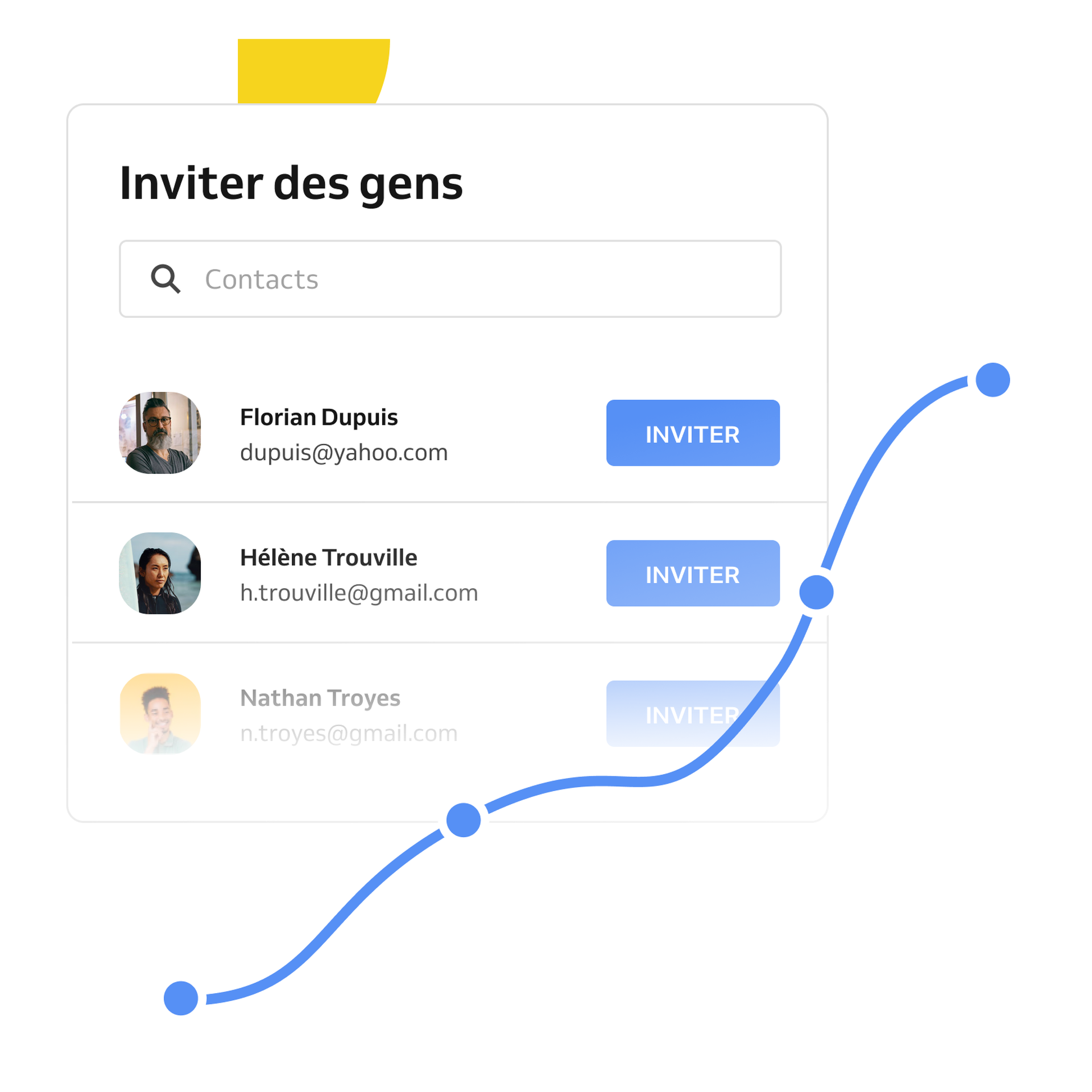 Invitation Reservio avec un graphique croissant