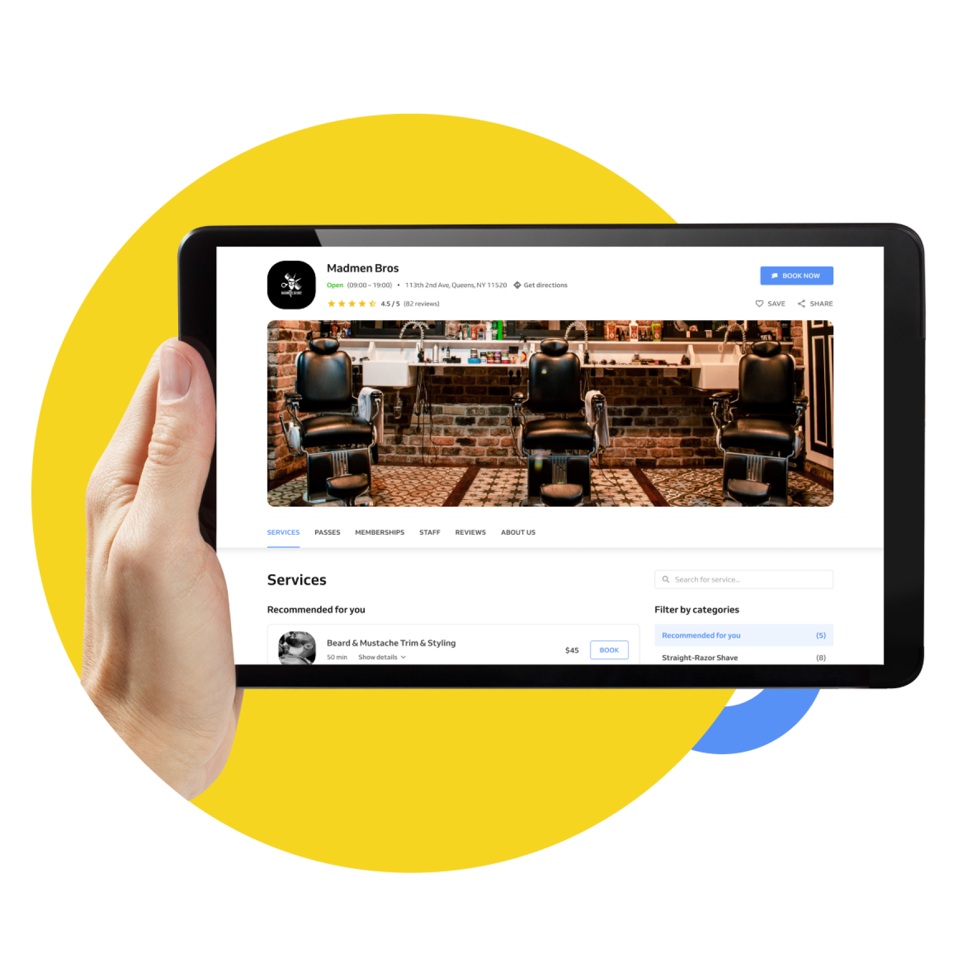 Mockup with booking page