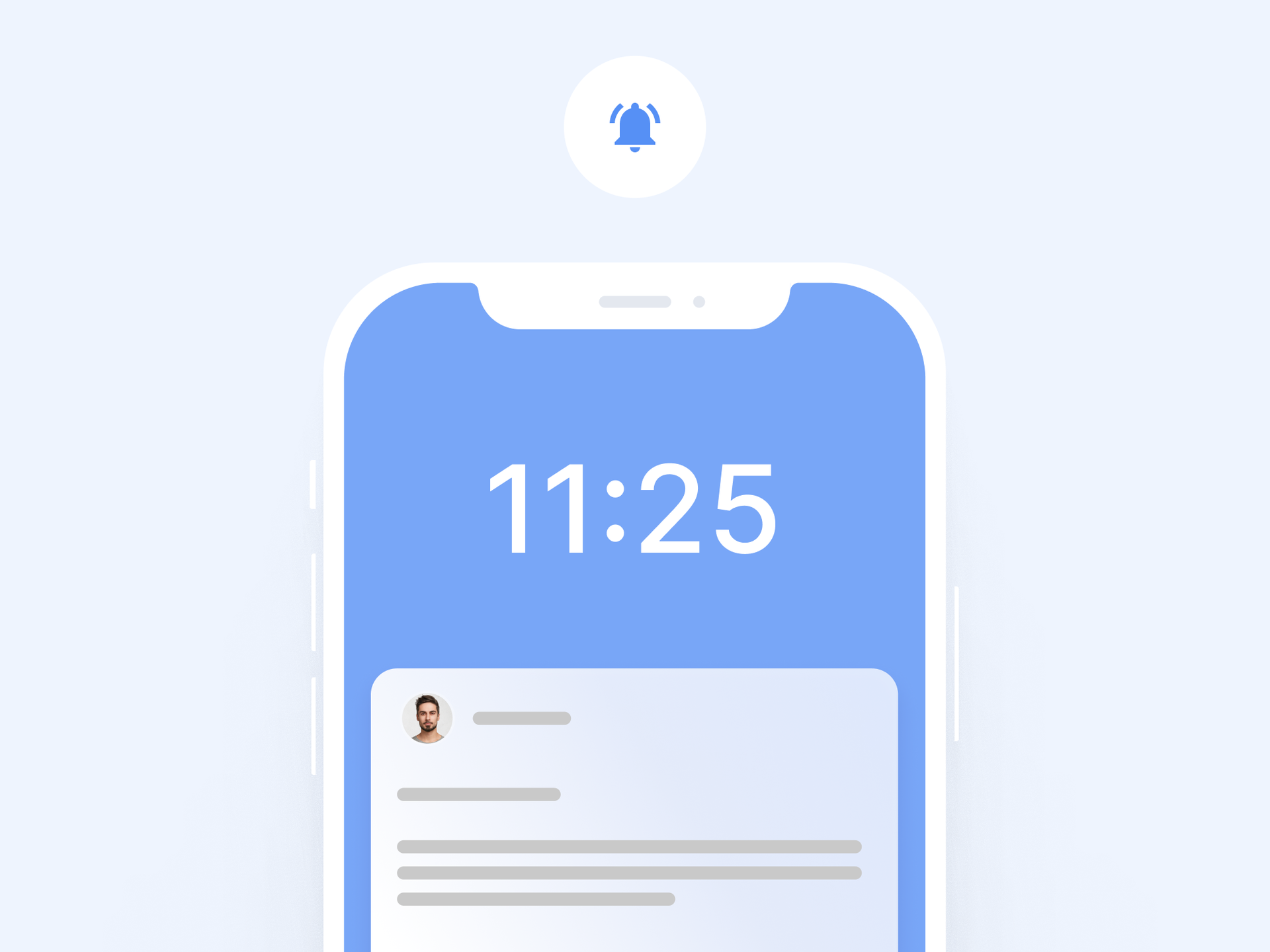 Blå grafik af mobilnotifikationer