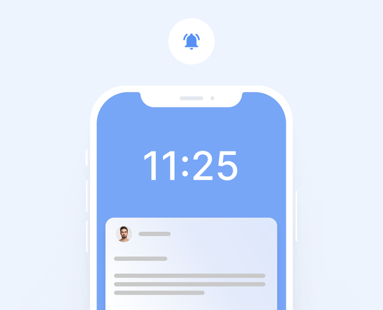 Blue graphics of mobile notifications