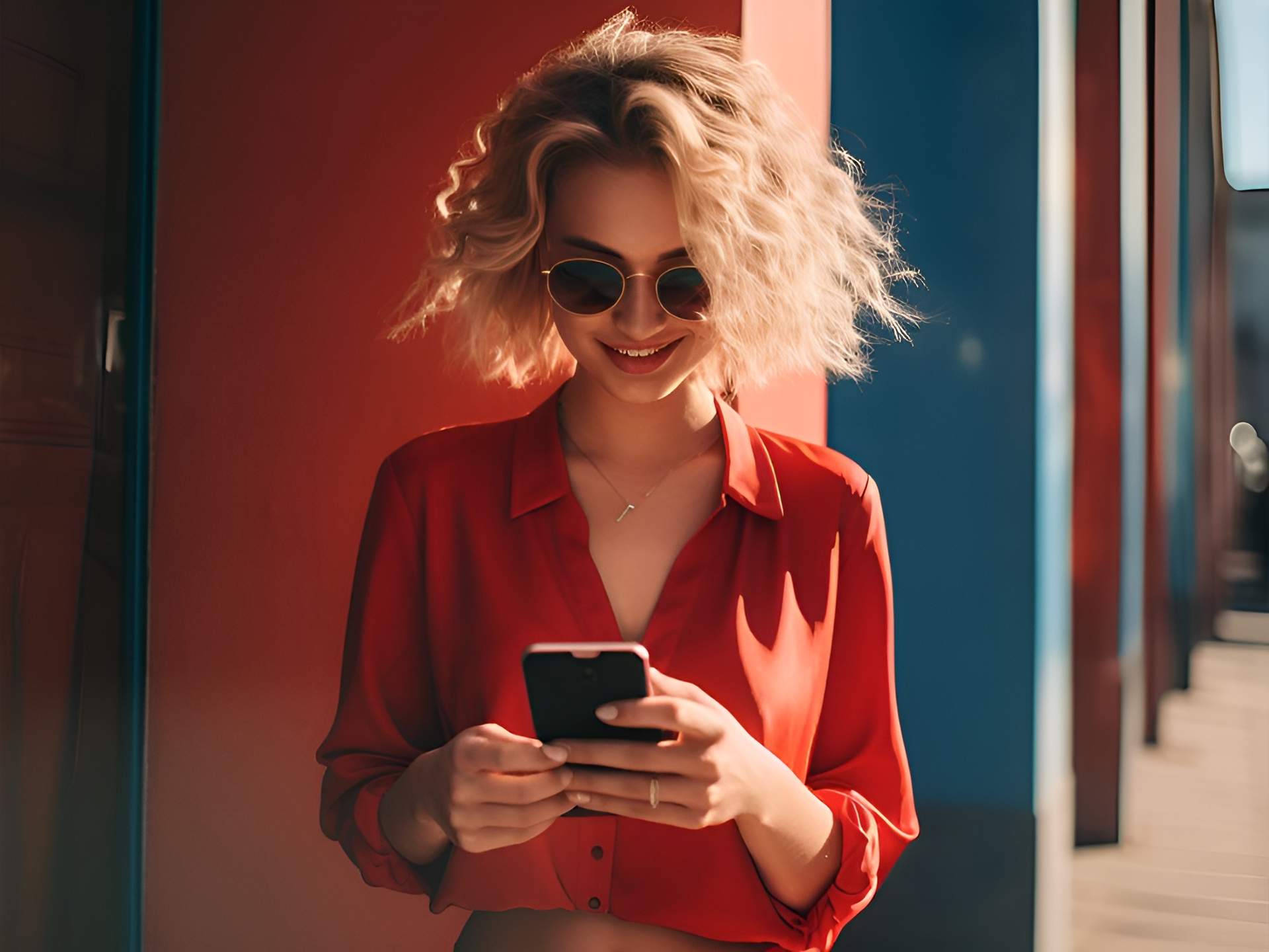 Woman with phone in her hands