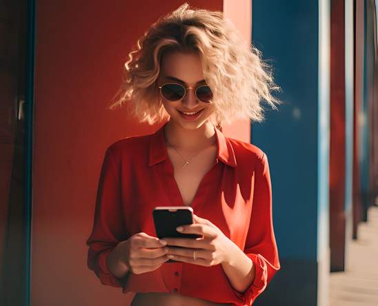Woman with phone in her hands