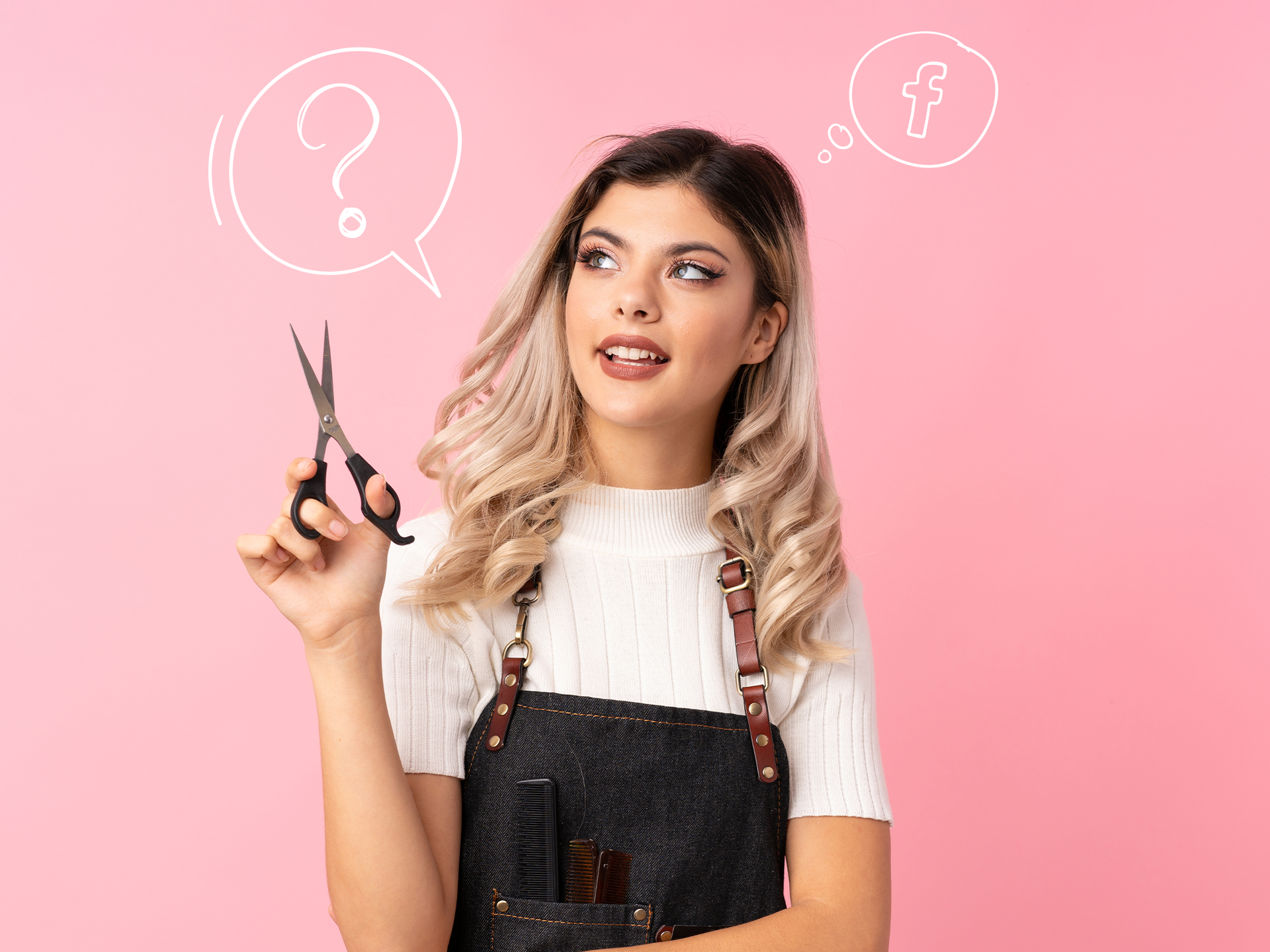 Hairdresser thinking about marketing