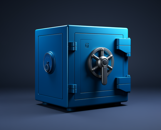 locked safe in blue