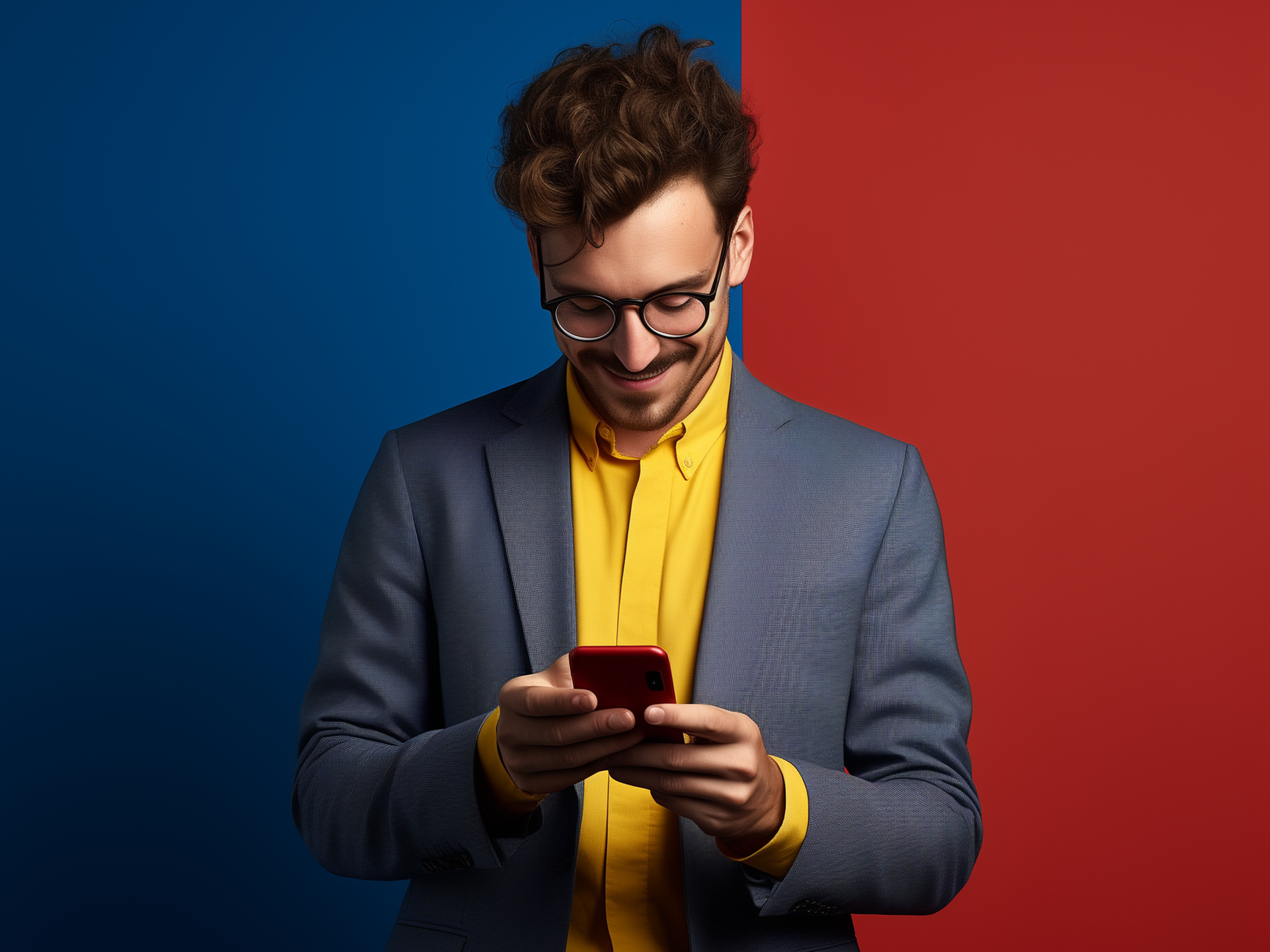 A smiling man with a mobile