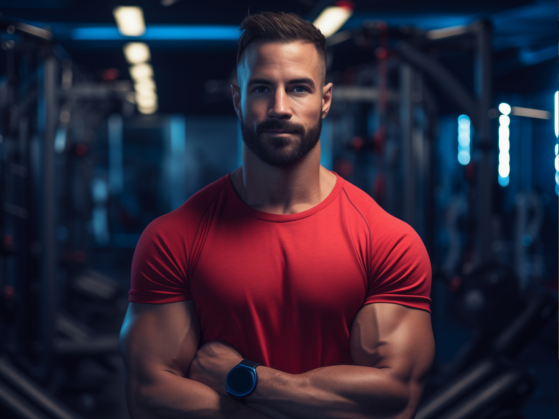 man training in a gym