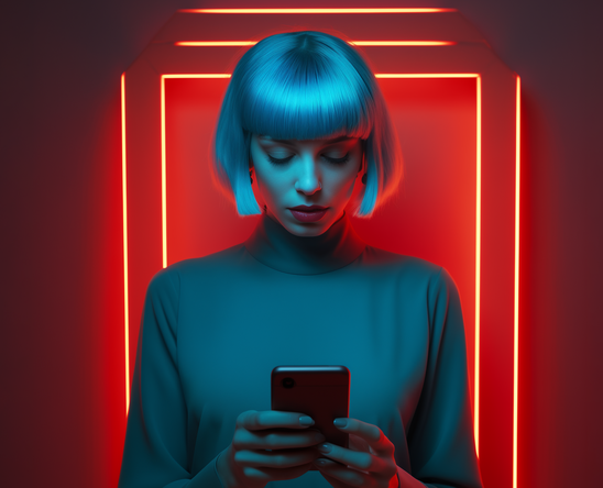 A woman with mobile phone