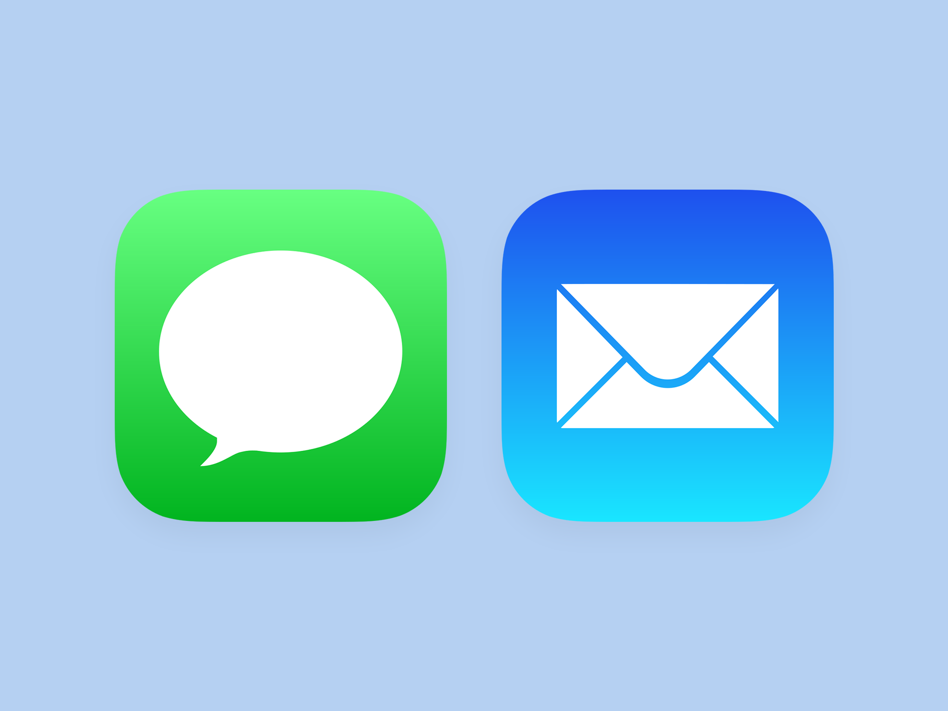 email and message iphone icons
