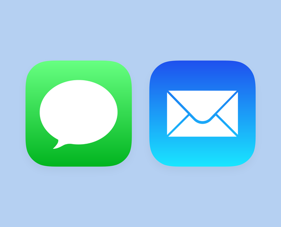 email and message iphone icons