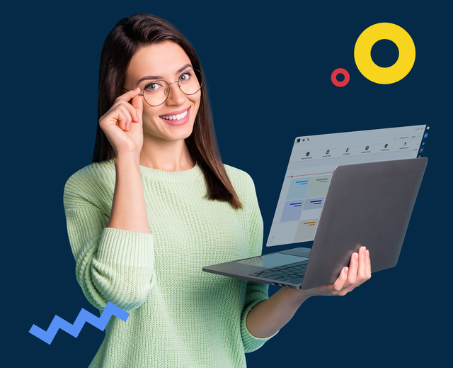 a teacher with a laptop with Reservio calendar