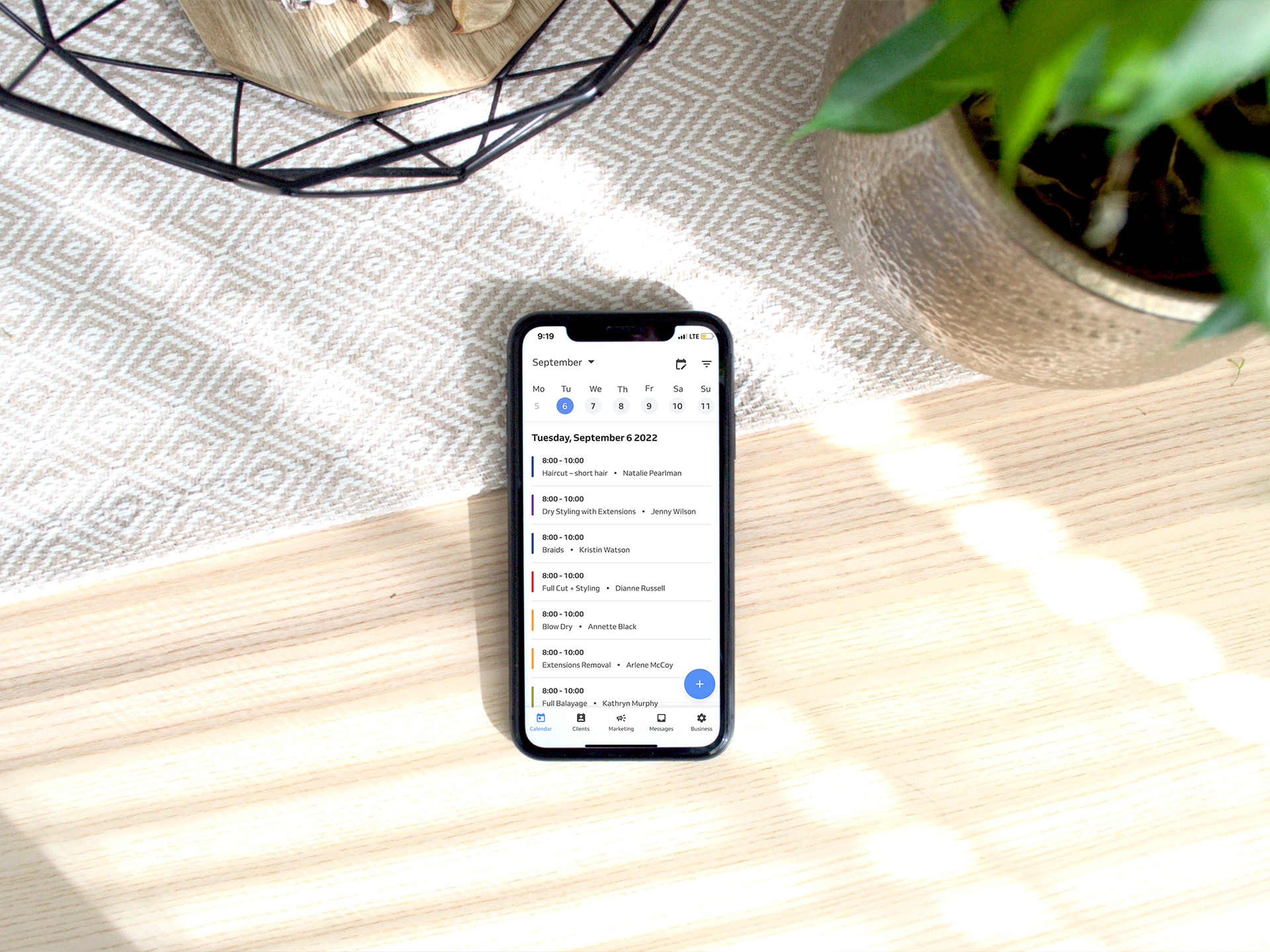 Mobile phone with booking calendar