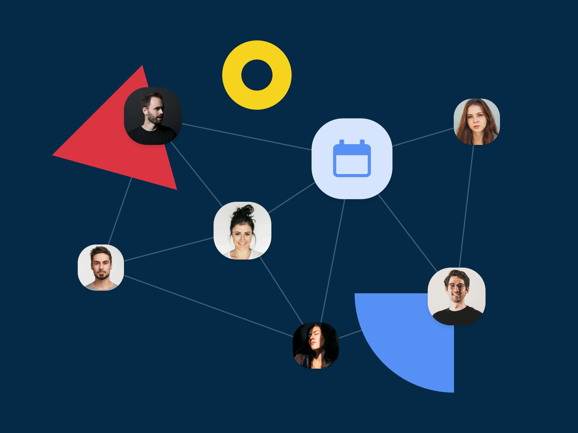 team members connected by calendar