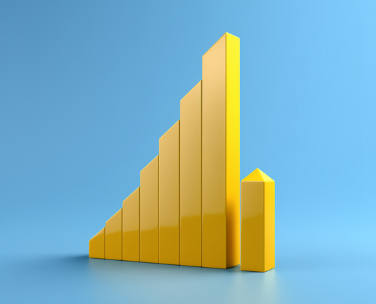 column chart visualization blue and yellow